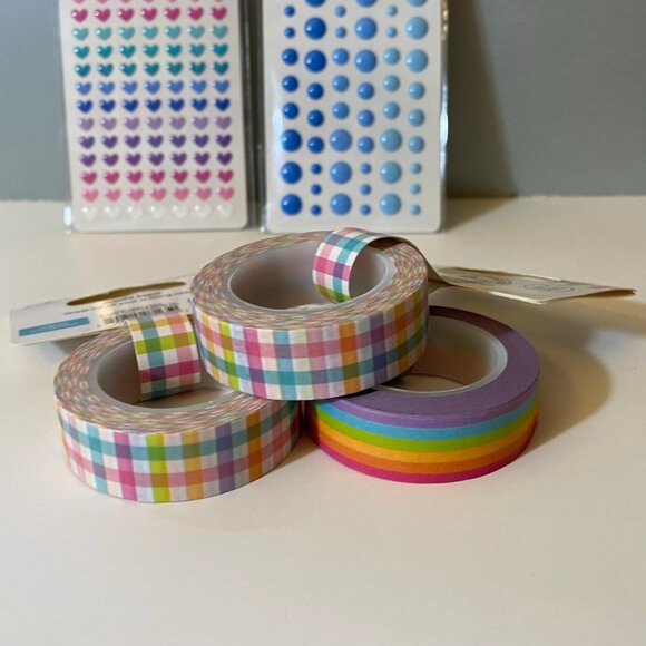 Doodlebug Design Shape Sprinkles & Washi Tape Set Hearts Rainbow & More - Picture 2 of 6